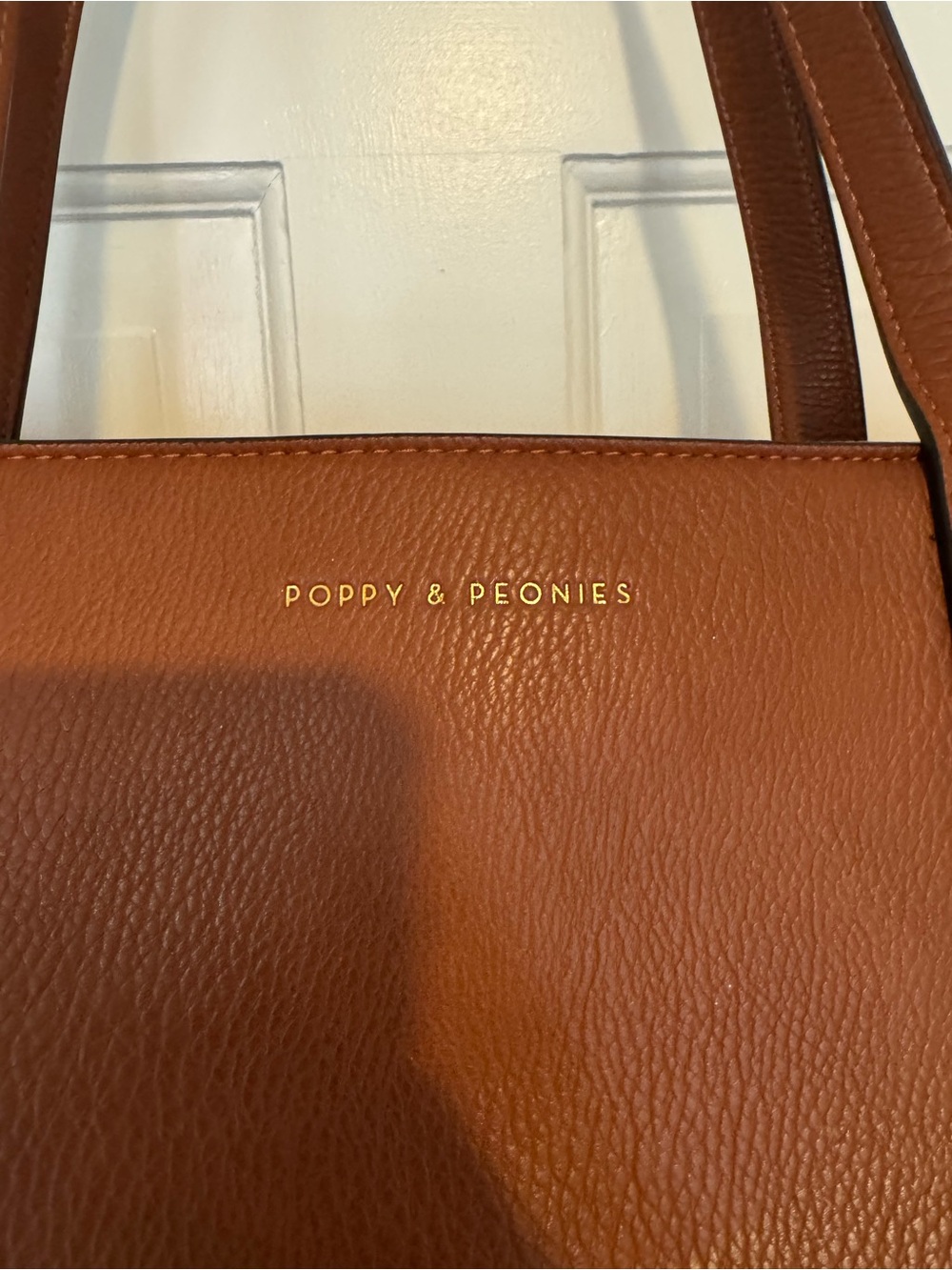 Poppy & Peonies Brown Leather go-getter Laptop Tote - Picture 14 of 15